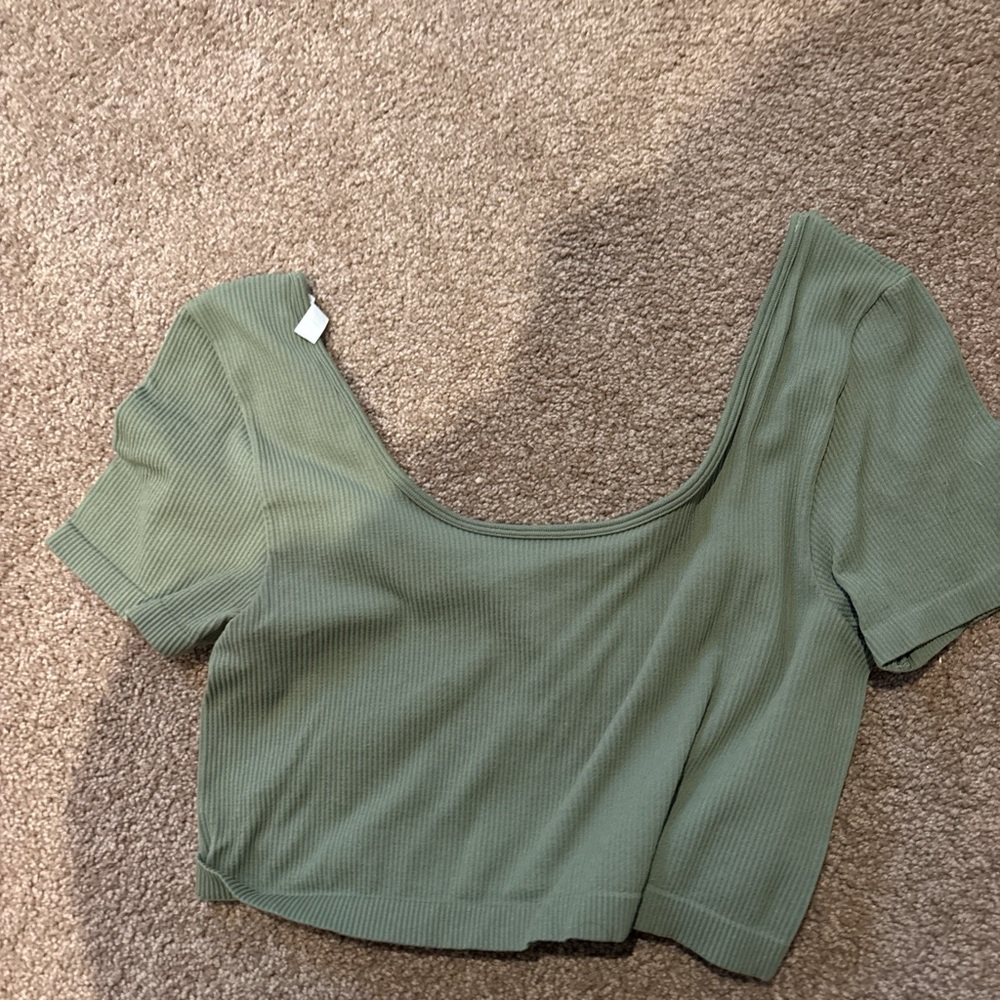 Aeropostale Sage Green Ribbed Crop Top